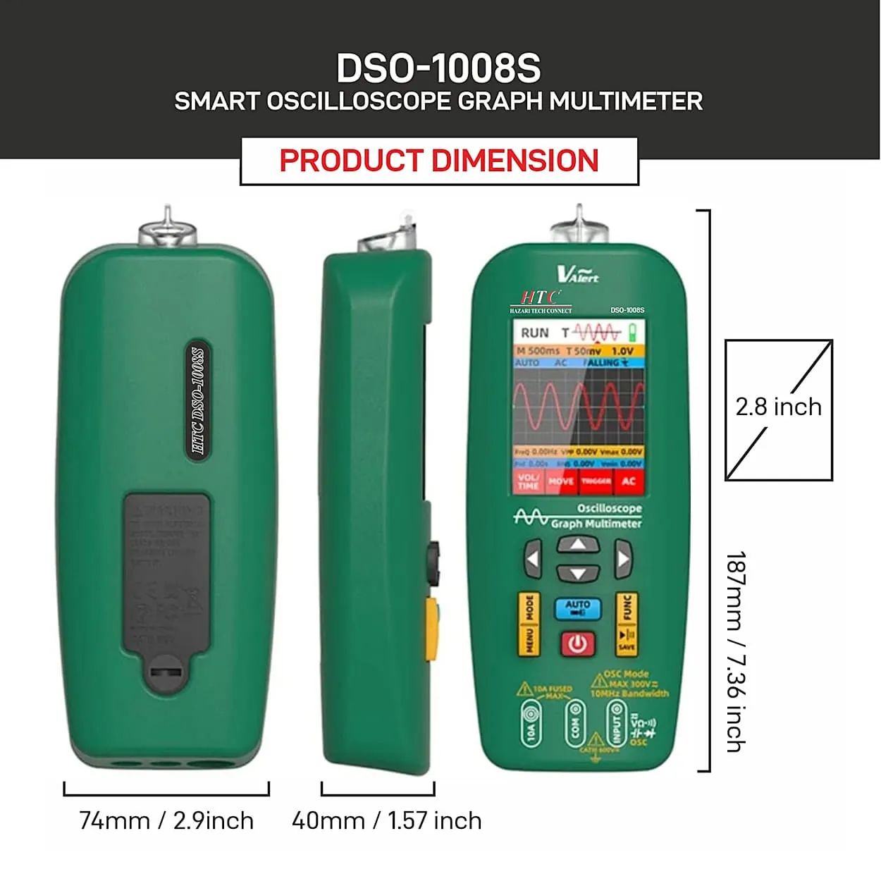 HTC 10 MHz / 48MSa/s Smart Oscilloscope Graph Multimeter, DSO-1008S