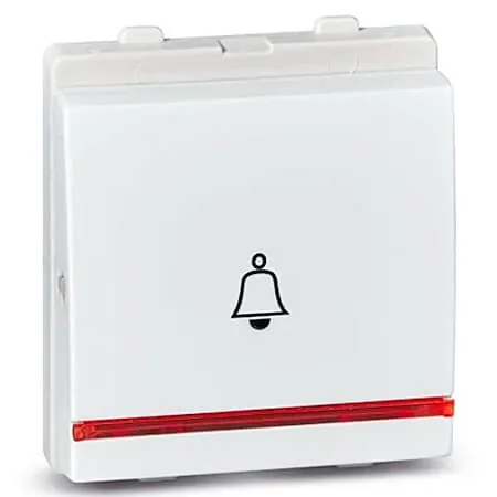Schneider Electric Opale 6 Amp 2 Module Bell Push With Indicator - White (Pack of 10 Pcs), X1086WH