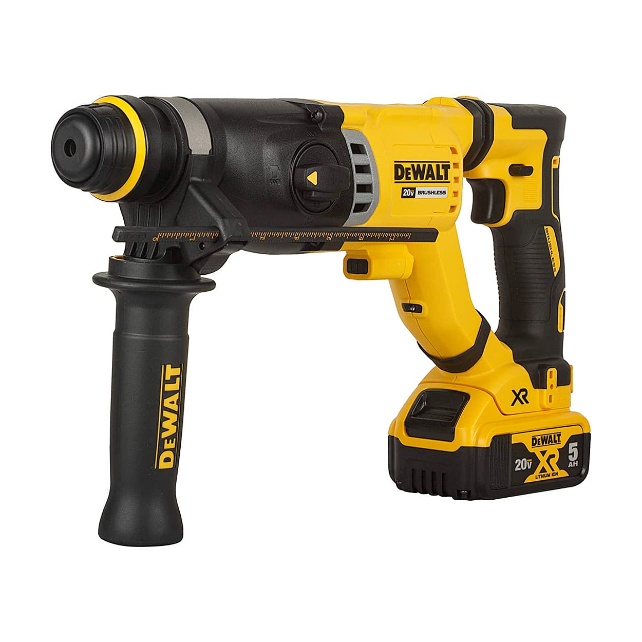 Dewalt 18V XR Li-ion D-Handle SDS Plus Cordless Rotary Hammer with Brushless Motor w 2x5.0Ah Batteries Included-Perform & Protect Shield, DCH263P2-KR