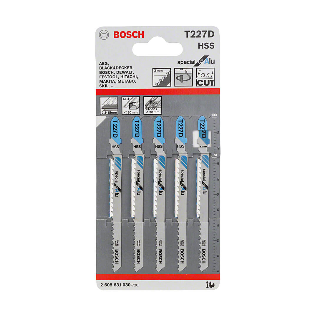Bosch 100 mm Jigsaw Blades Special for Aluminium (T 227 D), 2 608 631 030
