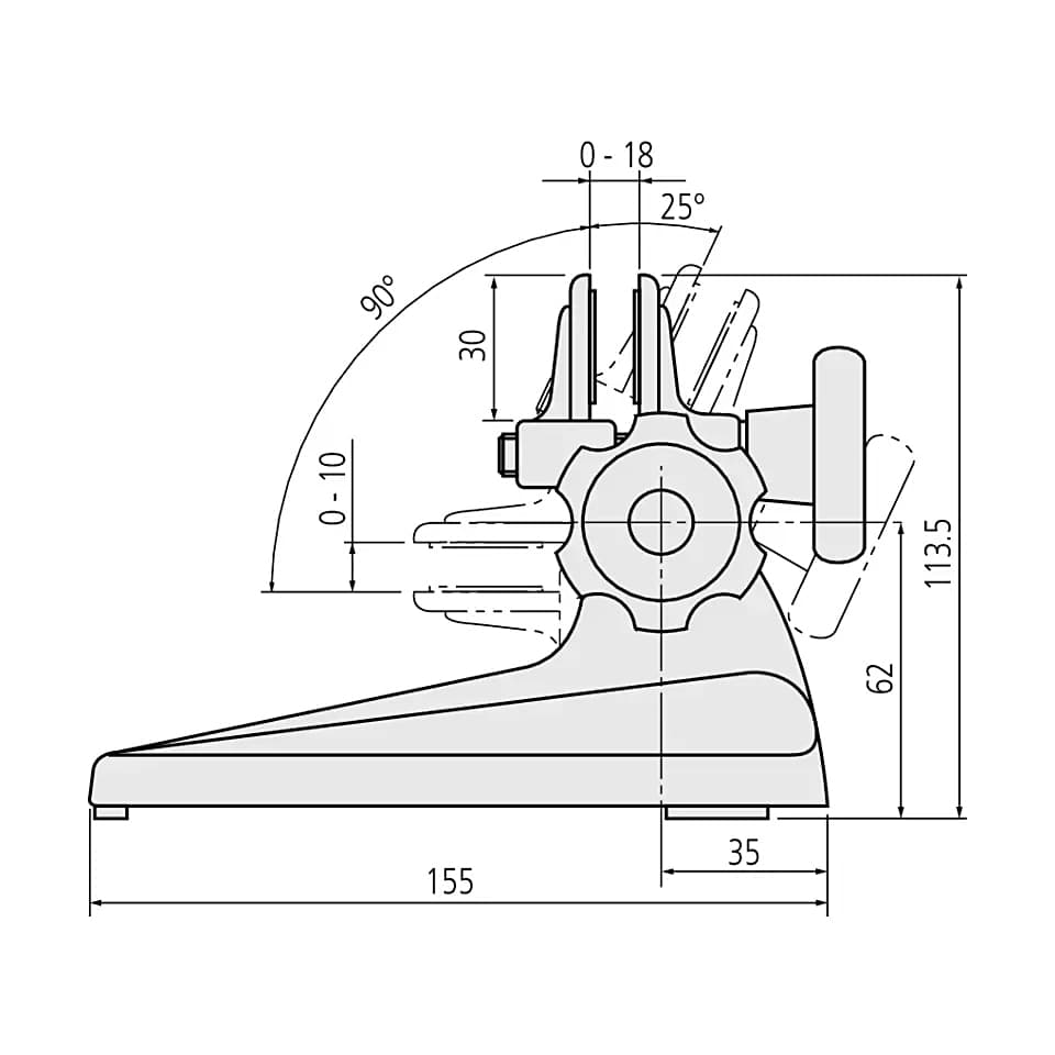 Mitutoyo 0 - 100 mm Adjustable Angle Type Micrometer Stand, 156-101-10