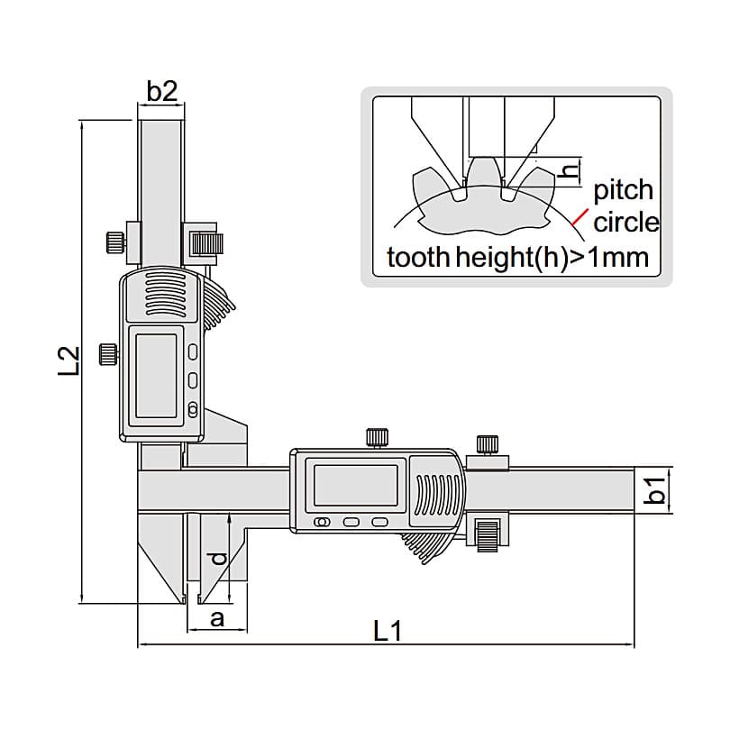 Insize M5 - M50 mm Digital Gear Tooth Caliper, 1181-M50A