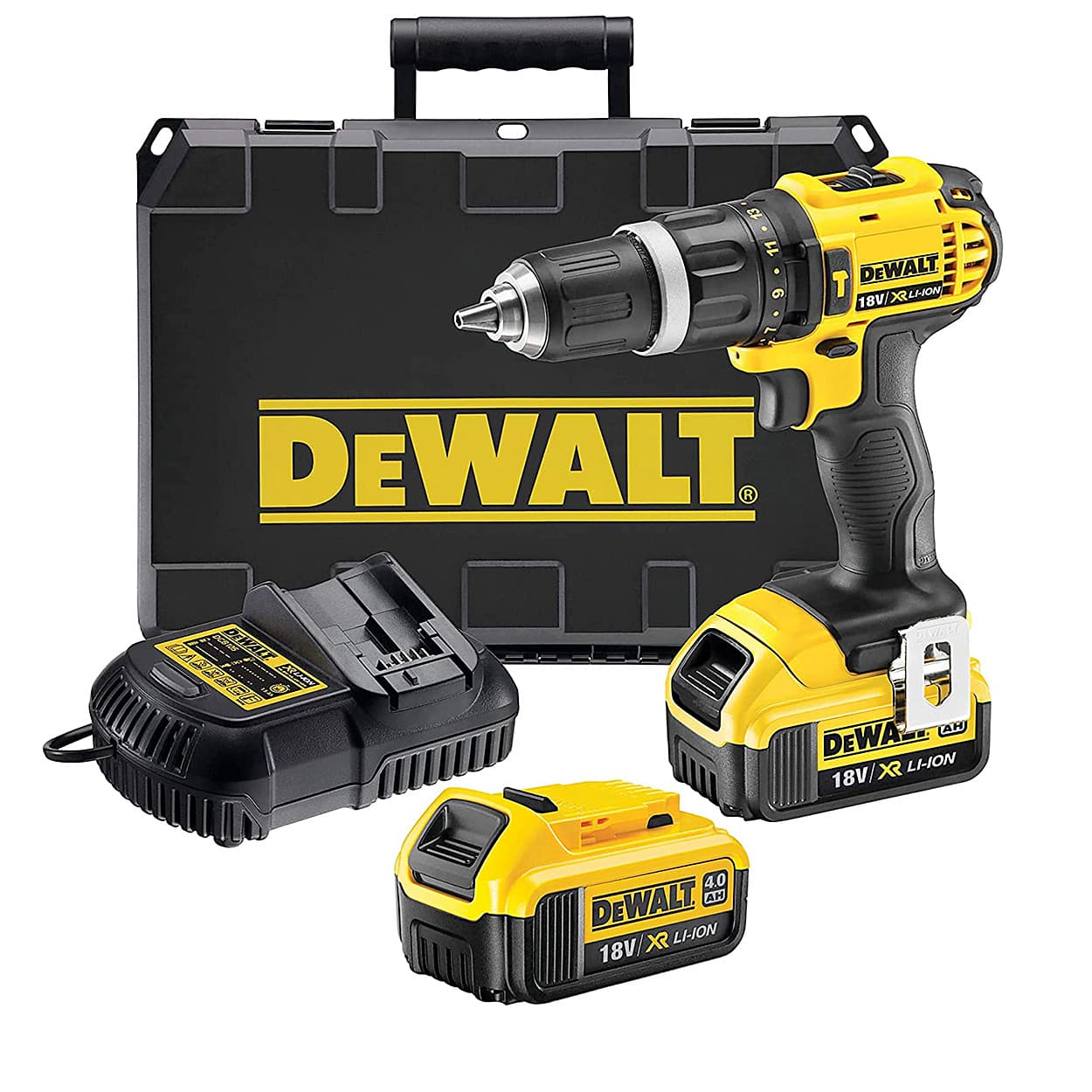 Dewalt 18V / 13mm XR Li-ion Cordless Compact Hammer Drill Machine/Driver with 2x4.0 Ah Batteries Included, DCD785M2-QW