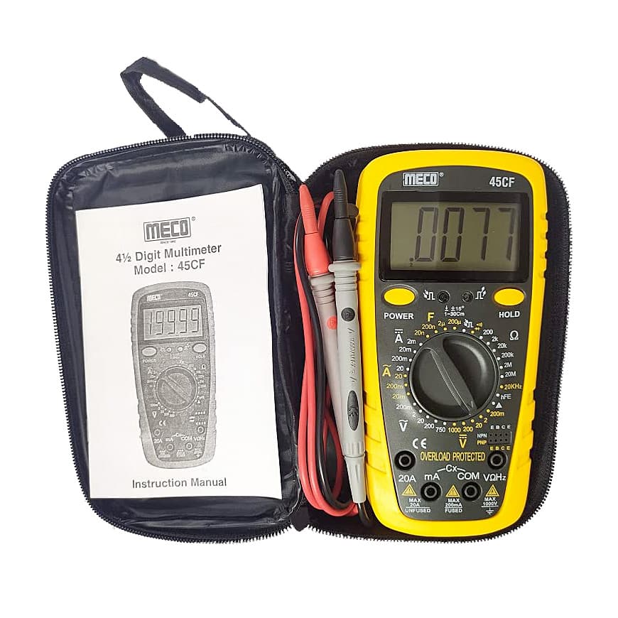 Meco 4-1/2 Digit / 20000 Count TRMS Autoranging Digital Multimeter With Holestar, 45CF