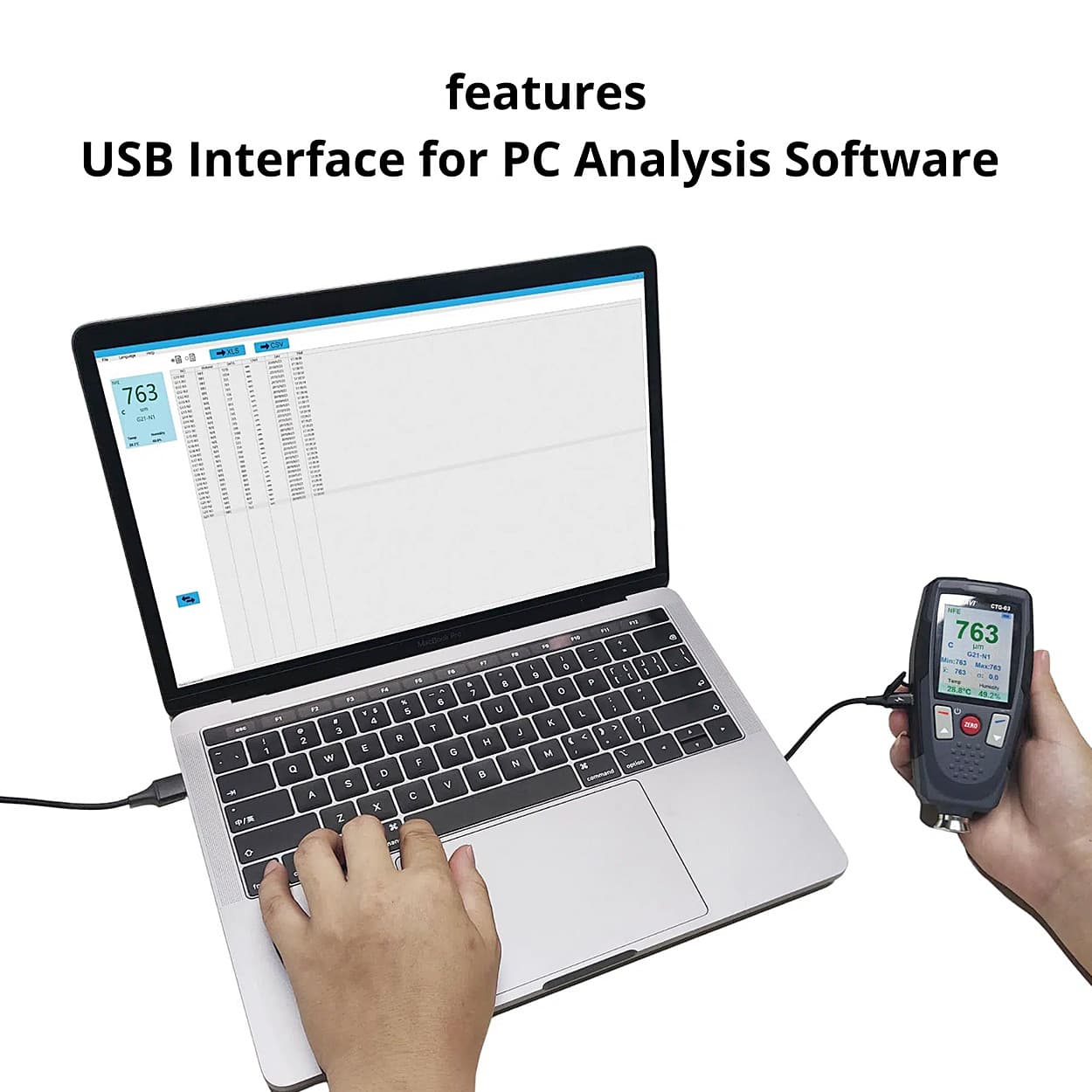 Metravi 2000um Coating Thickness Gauge With USB Interface (Single Probe For Coating Measurements), CTG-03