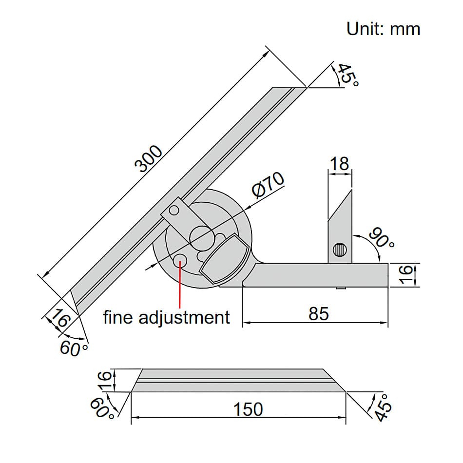 Insize 150 mm & 300 mm Universal Protractor Blade, 2372-360