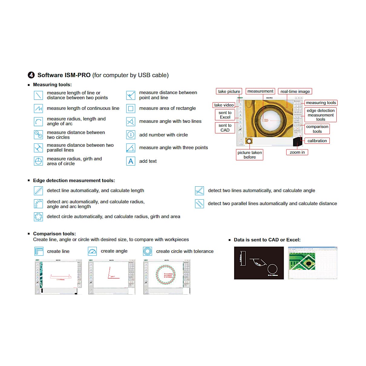 Insize 10 - 200X Wifi Digital Measuring Microscope, ISM-WF200