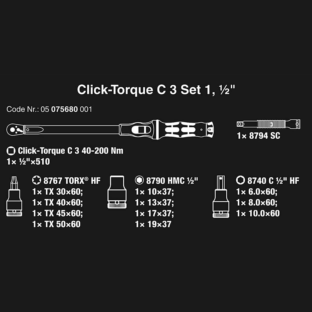Wera 40 - 200 nm Torque C 3 Set 1, 05075680001