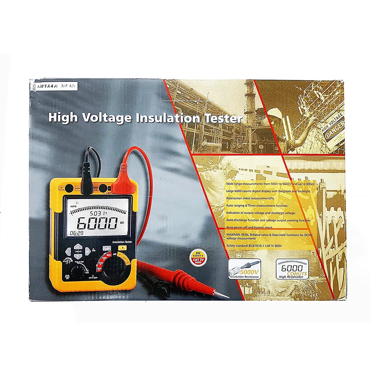 Metravi 500V - 5000V Battery Cum Mains Operated Digital Insulation Resistance Tester, DIT-921