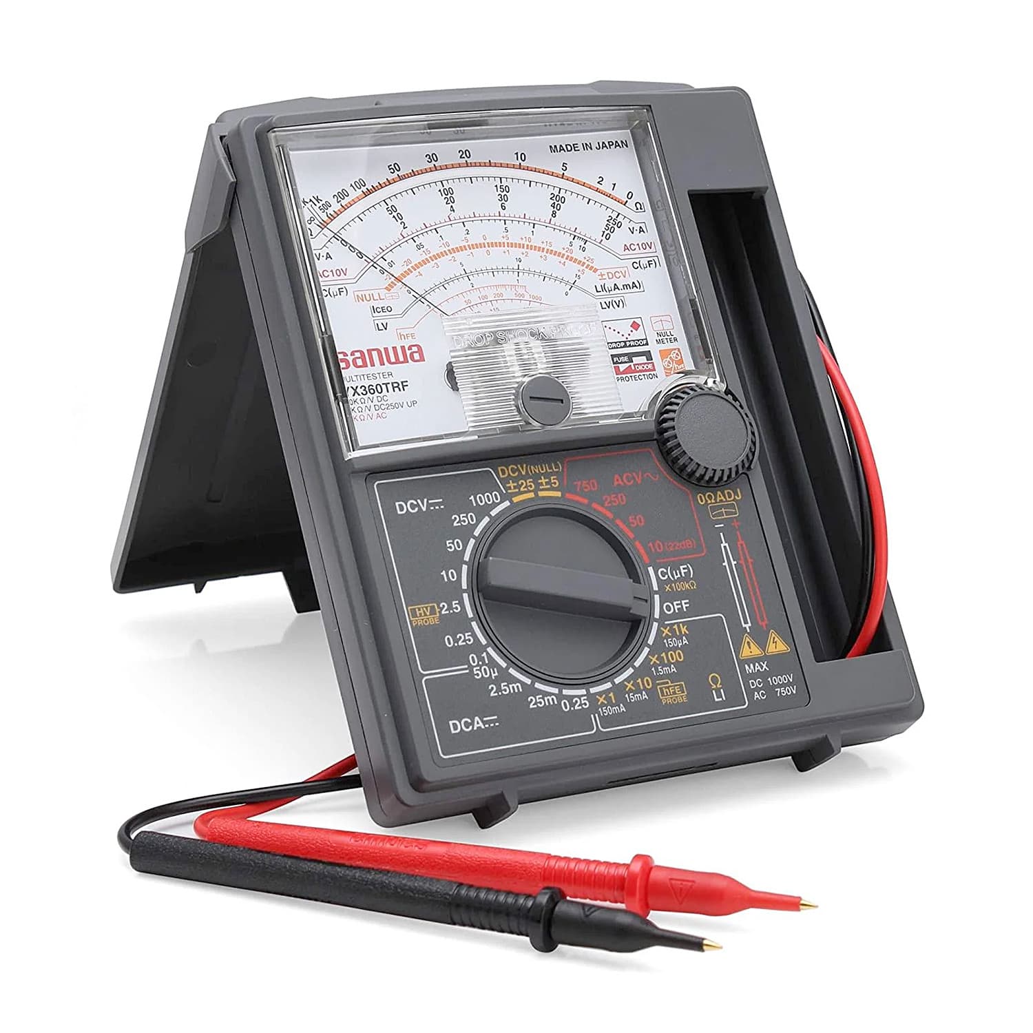 Sanwa 0.1 - 1000V Analog Multimeter With Built-In Case, YX360TRF
