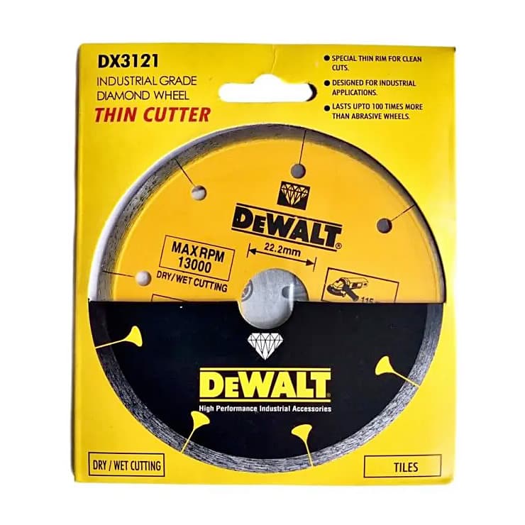 Dewalt 4-1/2 inch / 115 mm Industrial Grade Continuous Diamond Wheel Thin Cutter (Porcelain Tiles), DX3121
