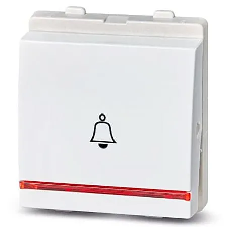 Schneider Electric Opale 6 Amp 2 Module Bell Push With Indicator - White (Pack of 10 Pcs), X1086WH