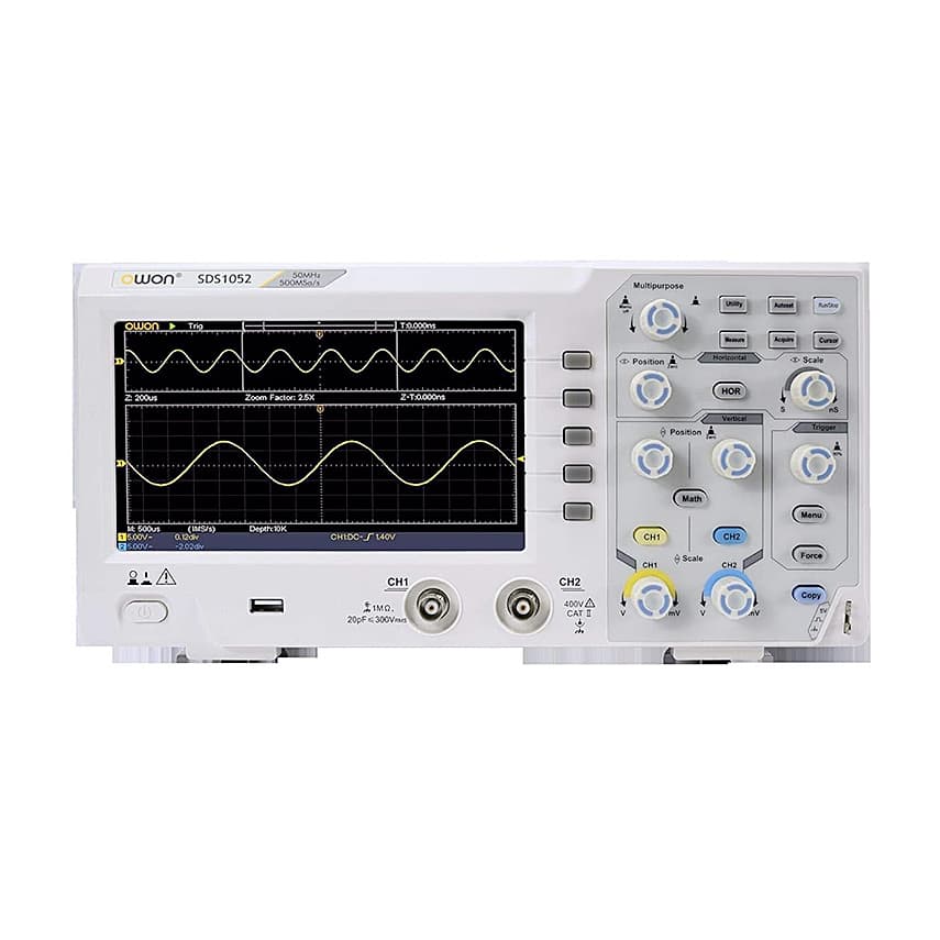 Owon 50MHz / 500MS/s Dual Channel Economical Type Digital Storage Oscilloscope, SDS 1052