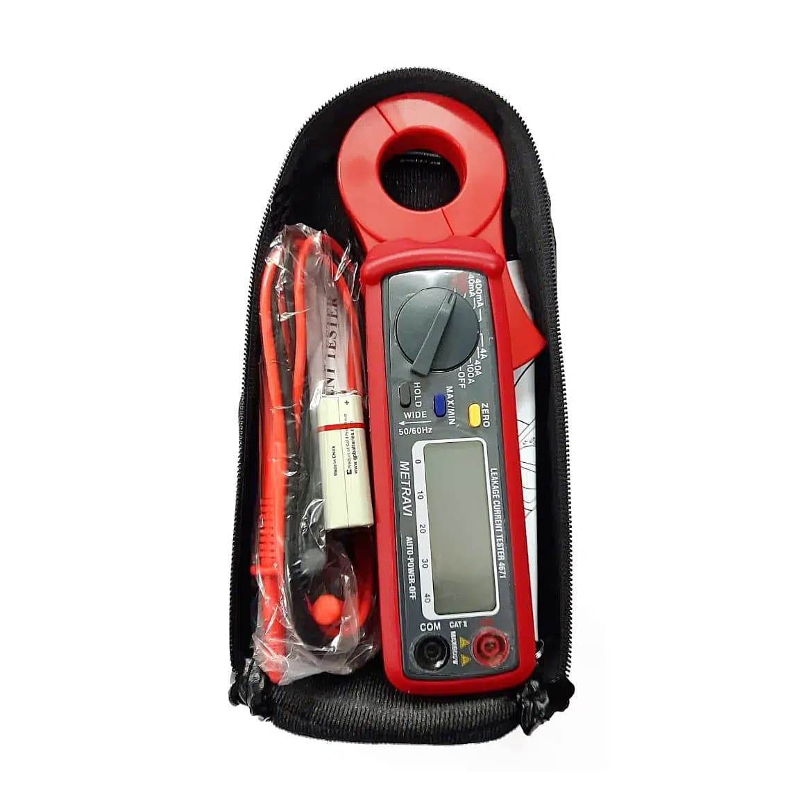 Metravi 3-3/4 Digit / 0 - 400V Digital AC Leakage Current Clamp Meter, DT-4671