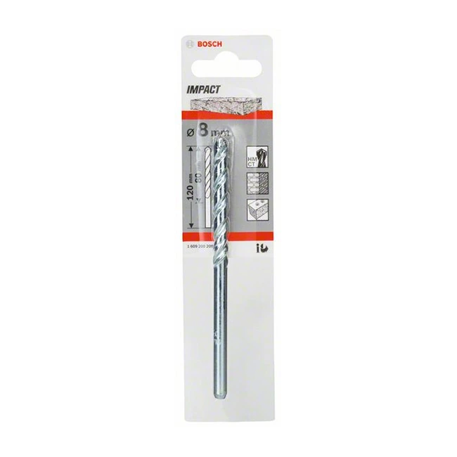 Bosch 8.00 x 120 mm CYL - 1 Masonry Drill Bit, 1 609 200 209