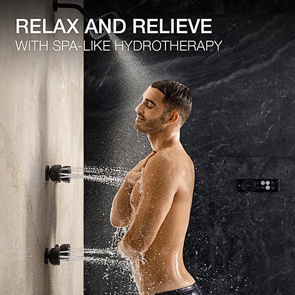 Kohler Statement Round Adjustable Deep Massage Body Spray In Matte Black Finish, K-26299IN-BL
