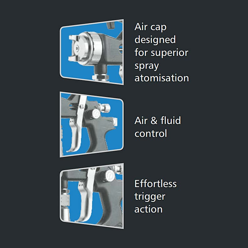 Pilot 1 Ltr High Performance Spray Gun with Bottom Feed Cup, HP-P70