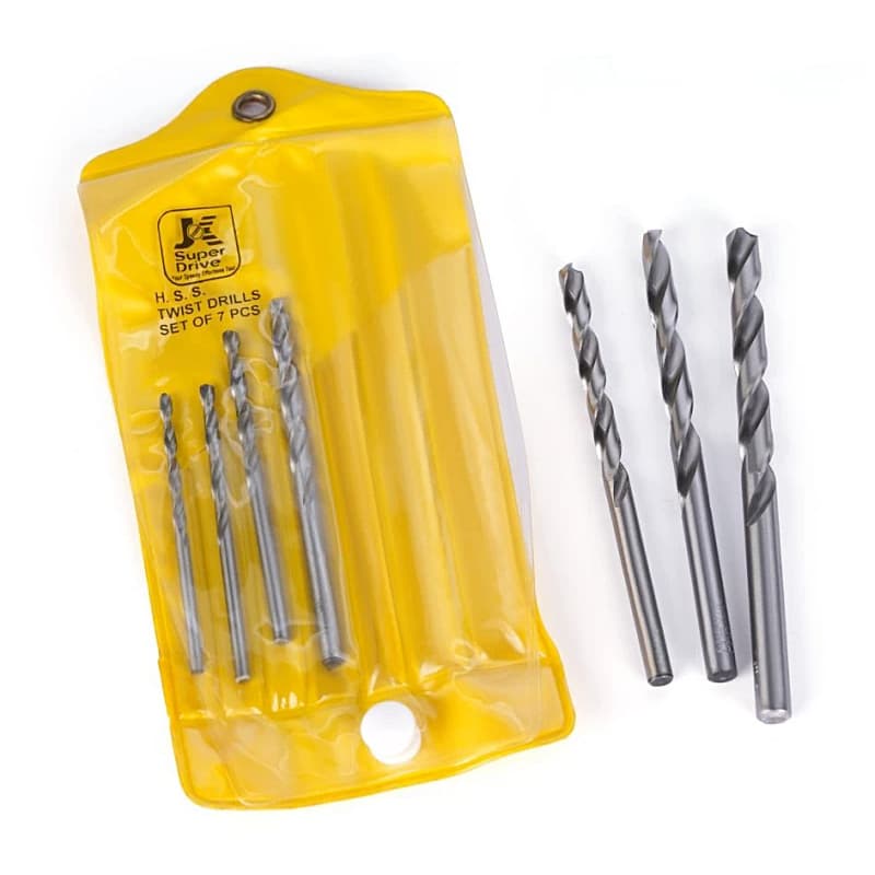 JK 3/32 - 1/4 Inch / 7 Pcs Ground Flute HSS Straight Shank Jobber Drill Bit Set, SD7709931