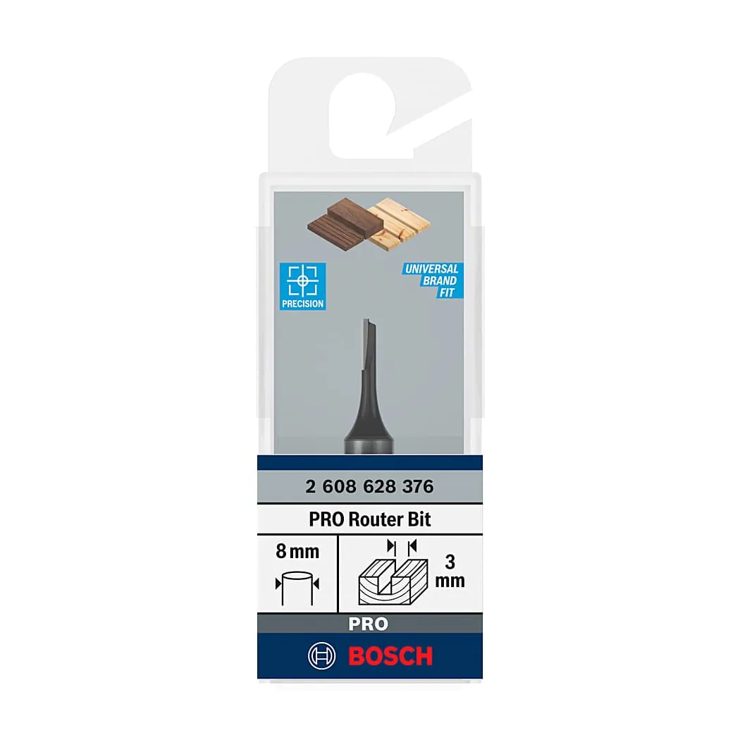 Bosch 3 mm Pro Router Straight Bit (1 Flute), 2 608 628 376
