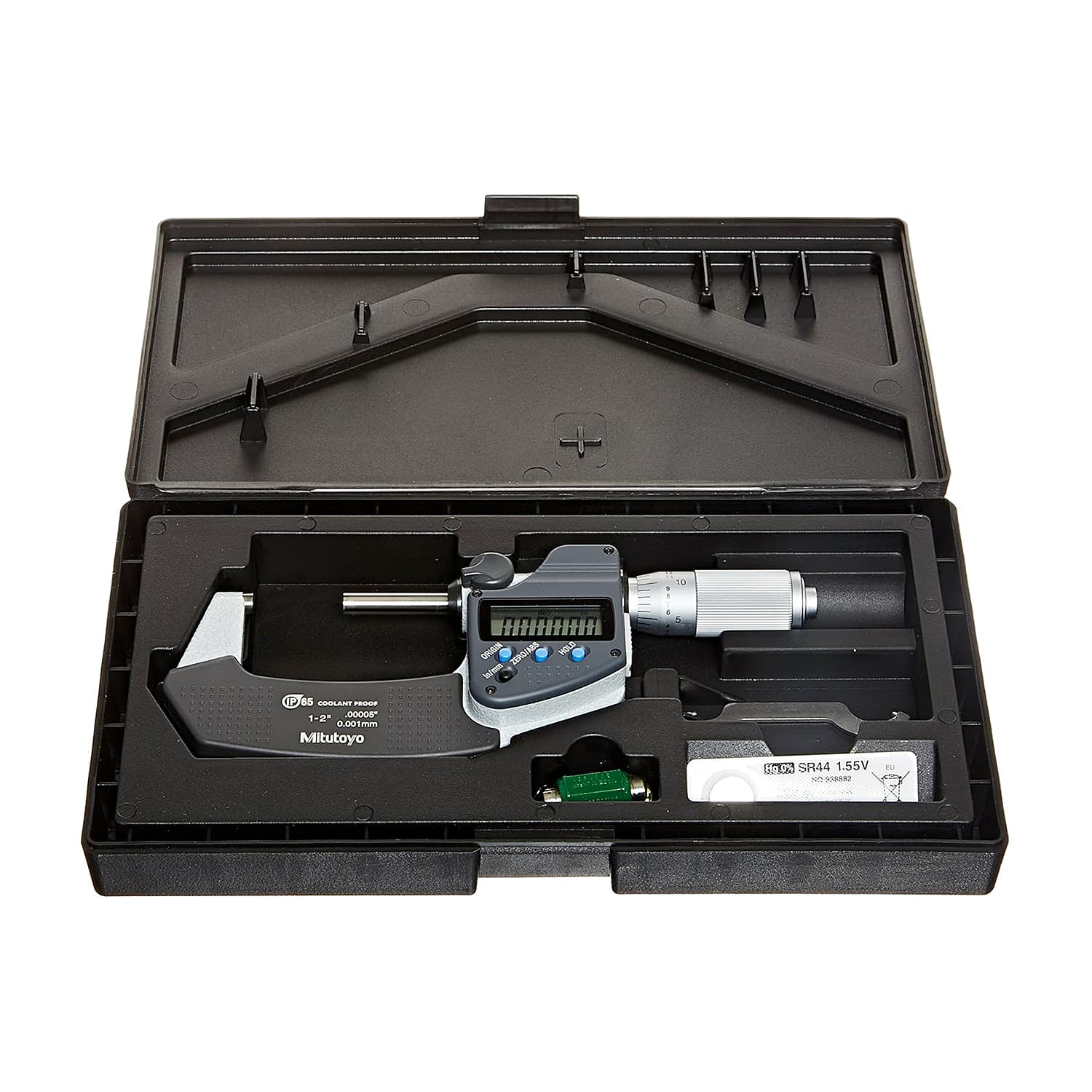 Mitutoyo 1 - 2 inch / 25.4 - 50.8 mm Digital Micrometer With Friction Thimble & SPC Data Output (IP65 Coolant-Proof), 293-336-30