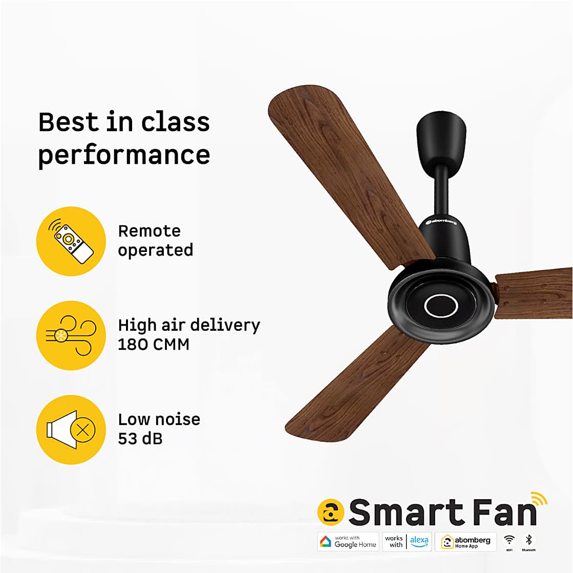 Atomberg Studio Nexus 900 mm Smart Ceiling Fan with BLDC Motor, IoT & Remote (Dark Walnut)