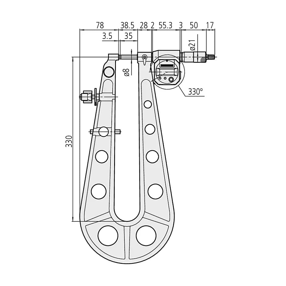 Mitutoyo 0 - 25 mm Digital Sheet Metal Micrometer (Type A), 389-514