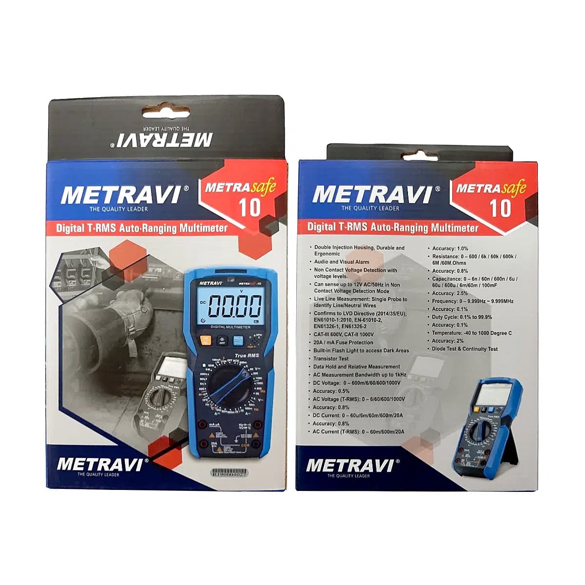 Metravi 6000 Counts / 1000V Digital TRMS Auto-Ranging Multimeter, Metrasafe-10