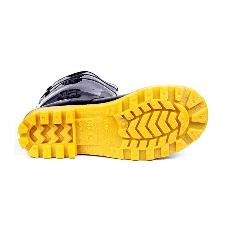 Hillson Torpedo 211 ISI Marked Dual Density PVC Safety Gumboots without Steel Toe - Black & Yellow