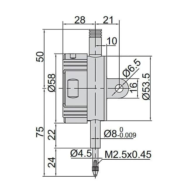 Insize 0 - 12.7 mm / 0.5 inch Flat Back Digital Indicator (Advanced Type), 2104-10F