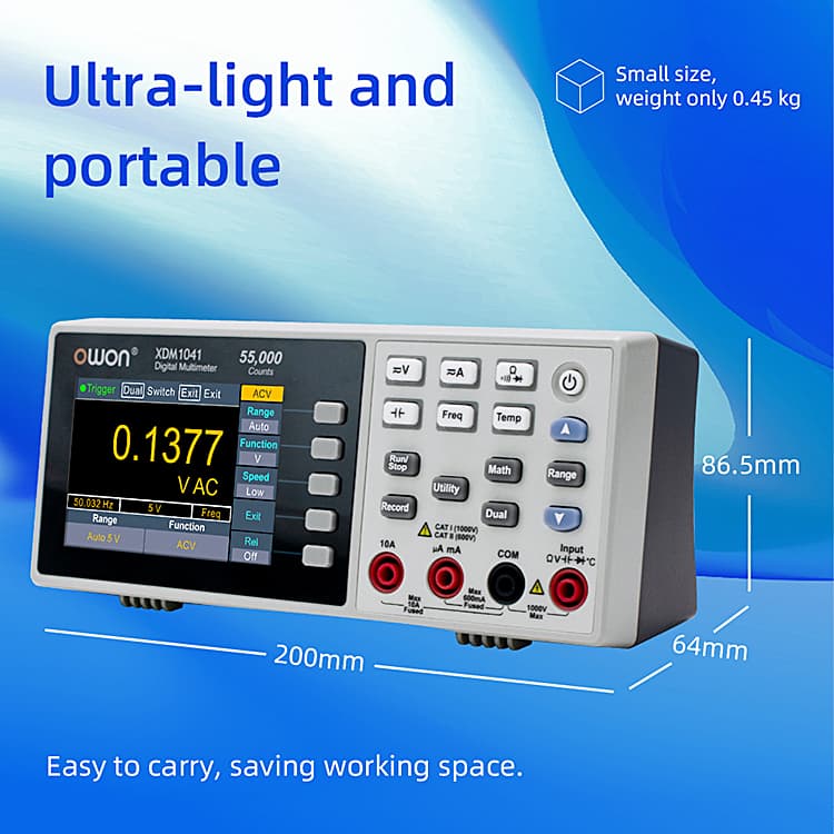 Owon 4-4/5 Digit / 55000 Count True RMS Bench-type Digital Multimeter, XDM 1041