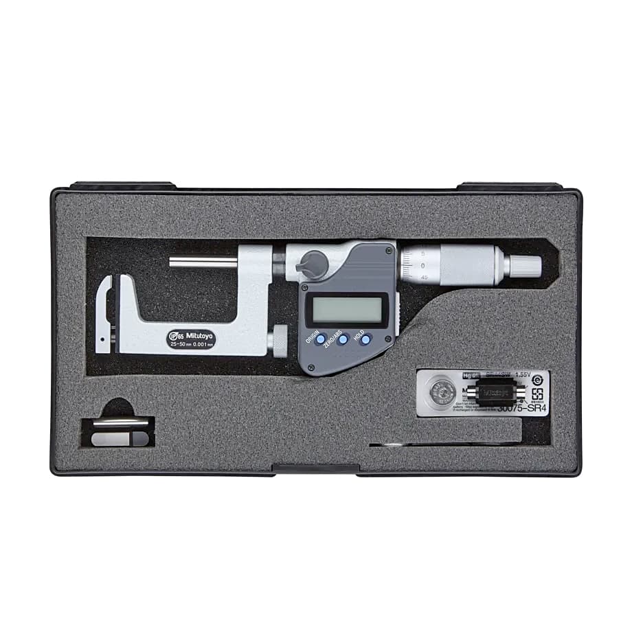 Mitutoyo 25 - 50 mm Interchangeable Anvil Type Digital Uni-mike Micrometer with Ratchet Stop, 317-252-30