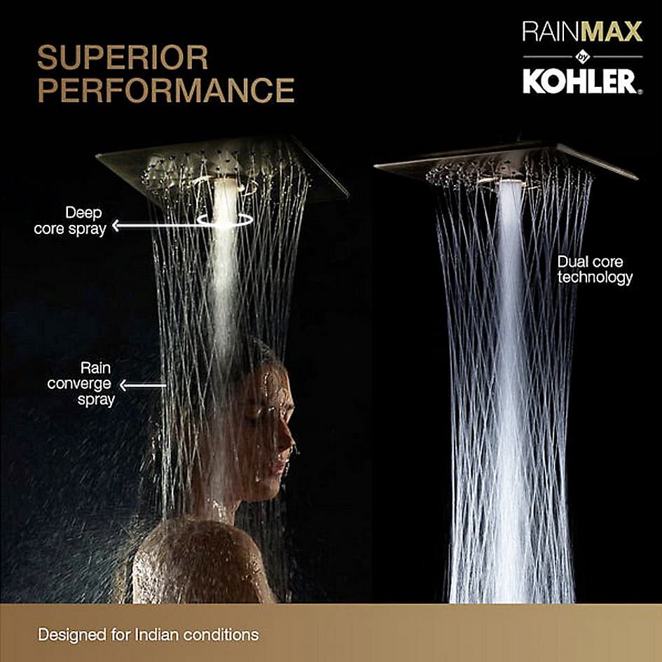 Kohler Rain Max 254 mm Square Single-Function Rainhead In Rose Gold Finish, K-26855IN-RGD