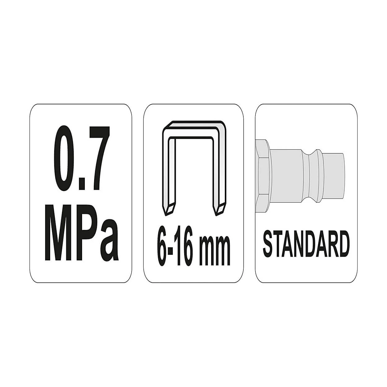 Yato 6 - 16 mm Pneumatic Stapler For Staples, YT-09201