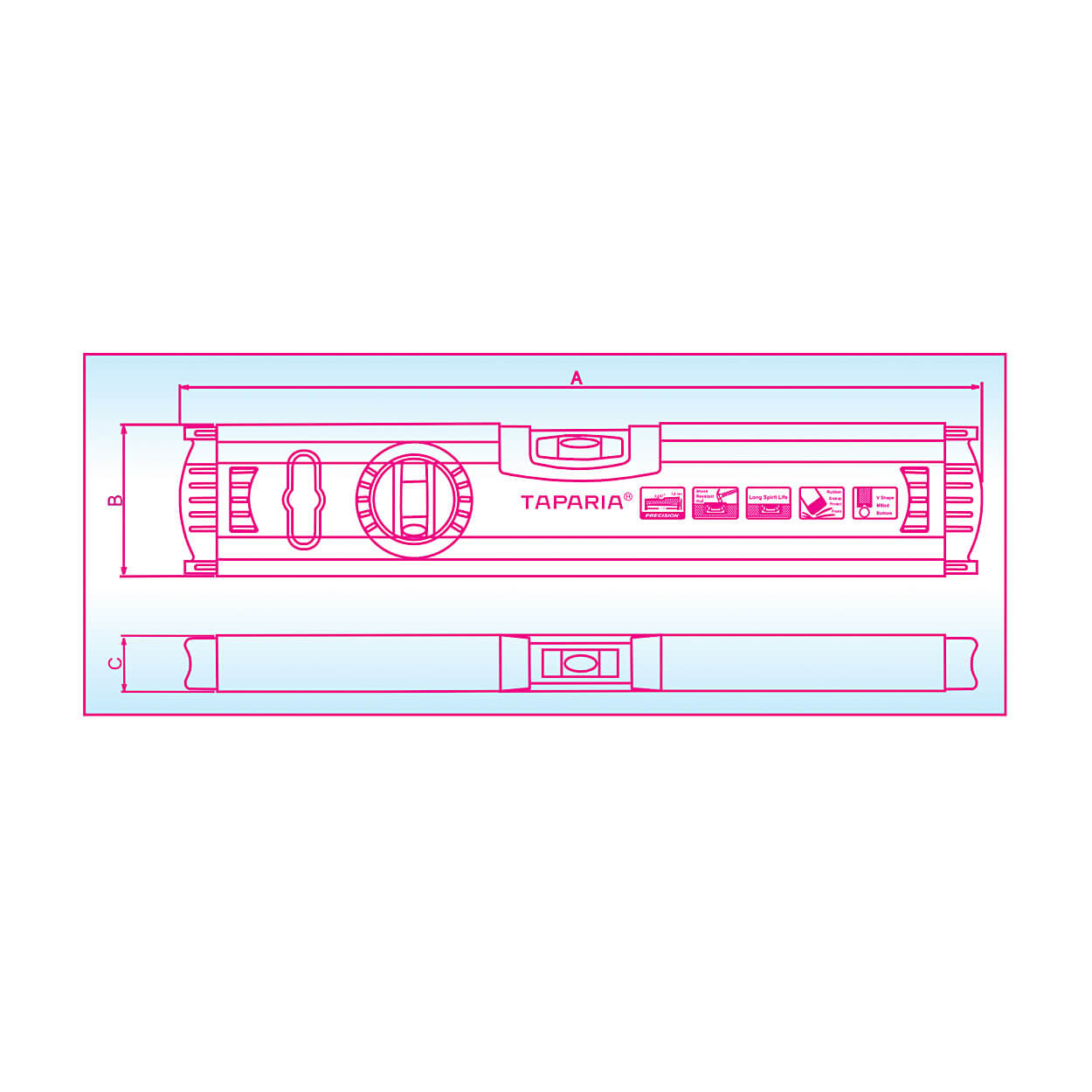 Taparia 60 cm / 600 mm Spirit Level without Magnet (1.0 mm Accuracy), SL 1024