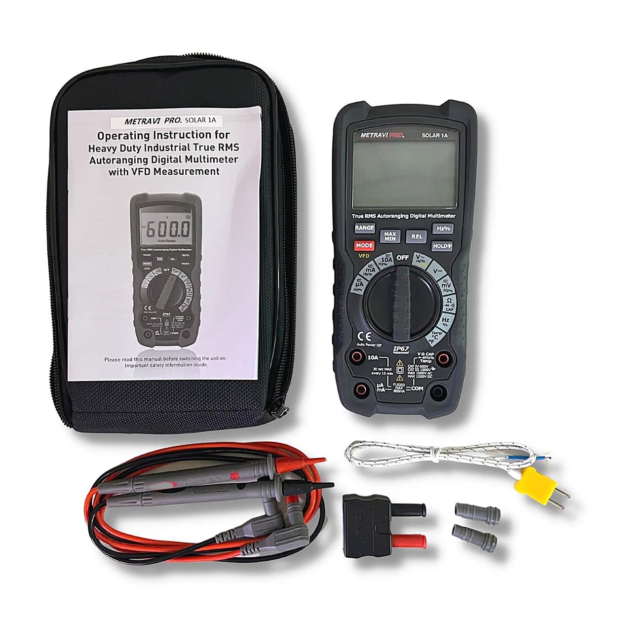 Metravi 6000 Counts / 1500V Digital TRMS Auto-Ranging Multimeter, Pro Solar-1A