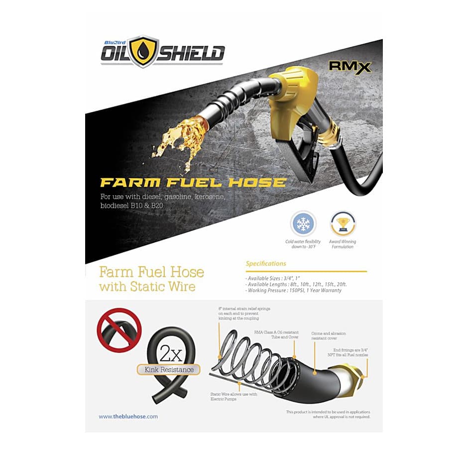 OilShield 30 Mtr / 19 mm Oil Dispensing & Fuel Transfer Hose, OD1930