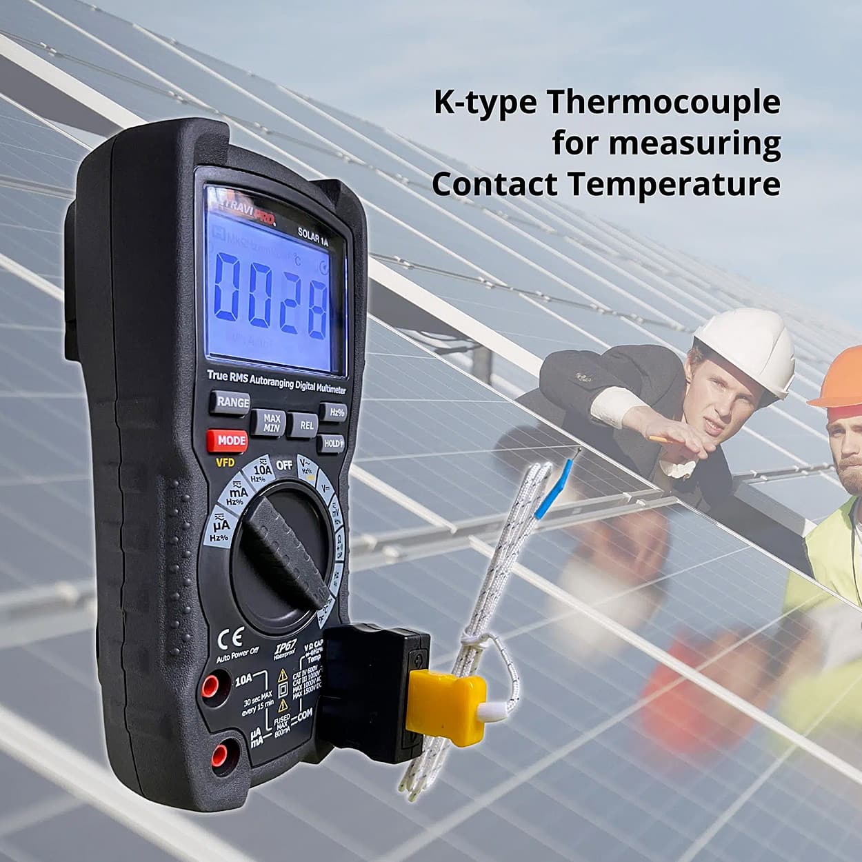 Metravi 6000 Counts / 1500V Digital TRMS Auto-Ranging Multimeter, Pro Solar-1A