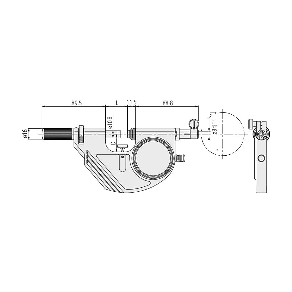 Mitutoyo 0 - 1 inch Dial Snap Meter without indicator, 523-151