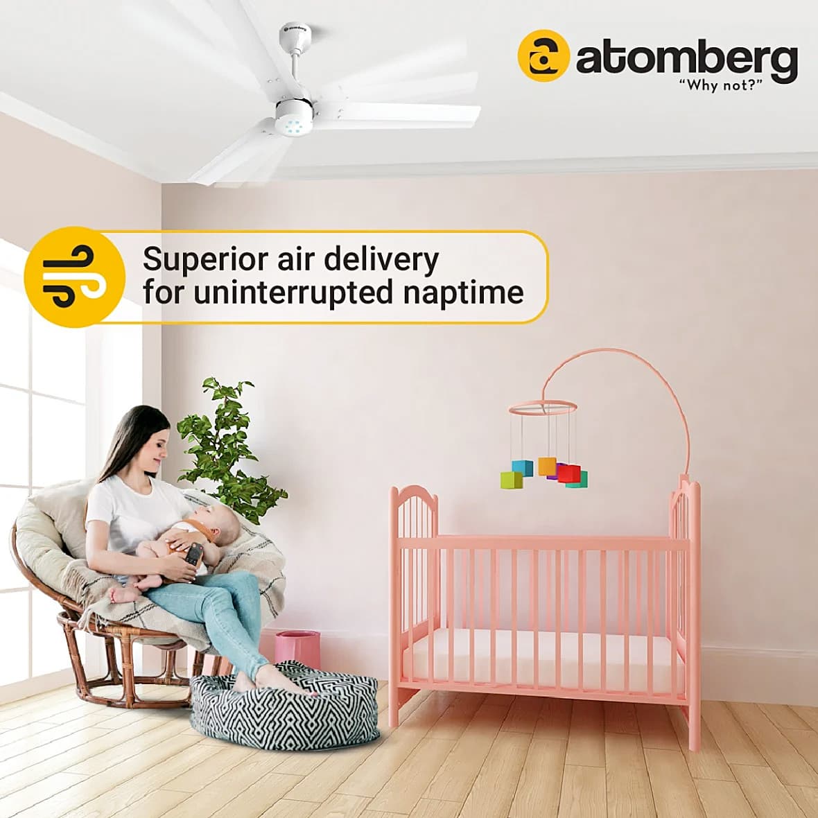 Atomberg Renesa 1200 mm Energy Efficient Ceiling Fan With BLDC Motor & Remote (White)