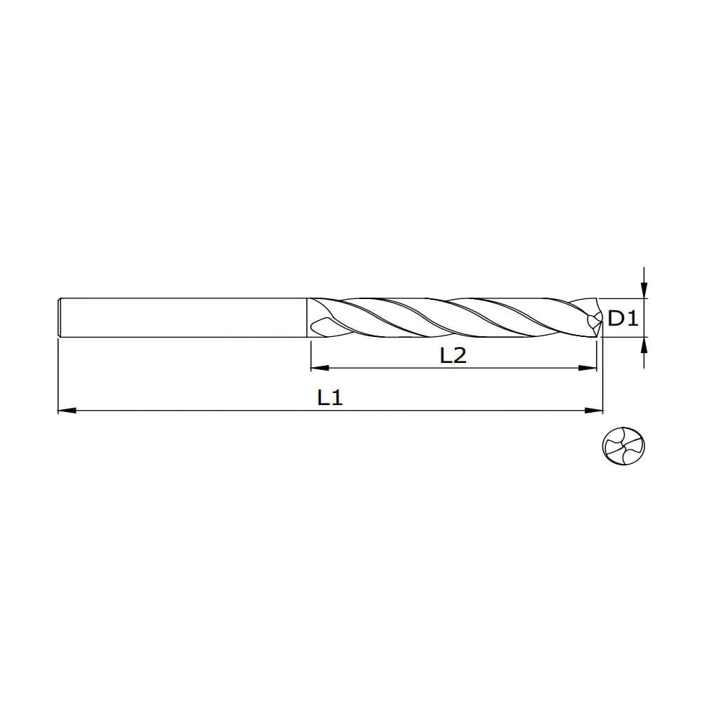 Totem 12.20 x 151 mm HSS Parallel Shank Twist Drill Jobber Series, FBR0200276