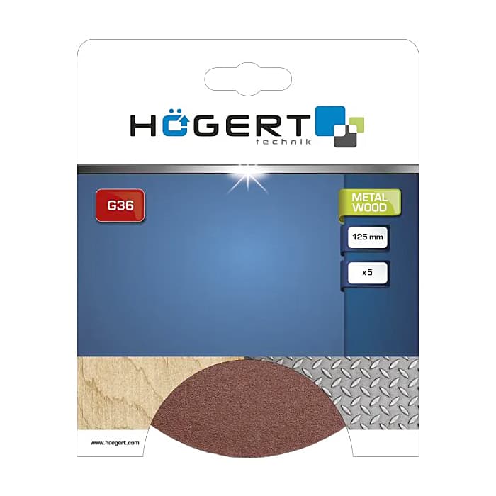 Hogert 125 mm / 40 Grit Velcro Abrasive Disc (Pack of 5 Pcs), HT8D101