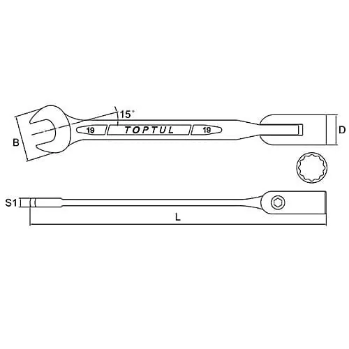 Toptul 11 mm Swivel-Socket Combination Wrench (12 PT), AEEB1111