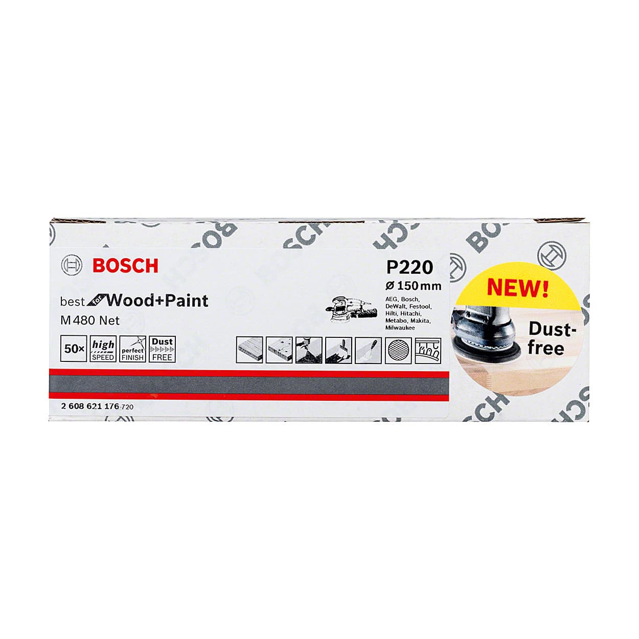 Bosch NET 150 mm / 220 Grit (Pack of 50 Pcs), 2 608 621 176