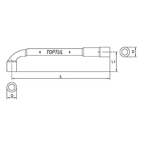 Toptul 10 mm Angled Socket Wrench, AEAE1010