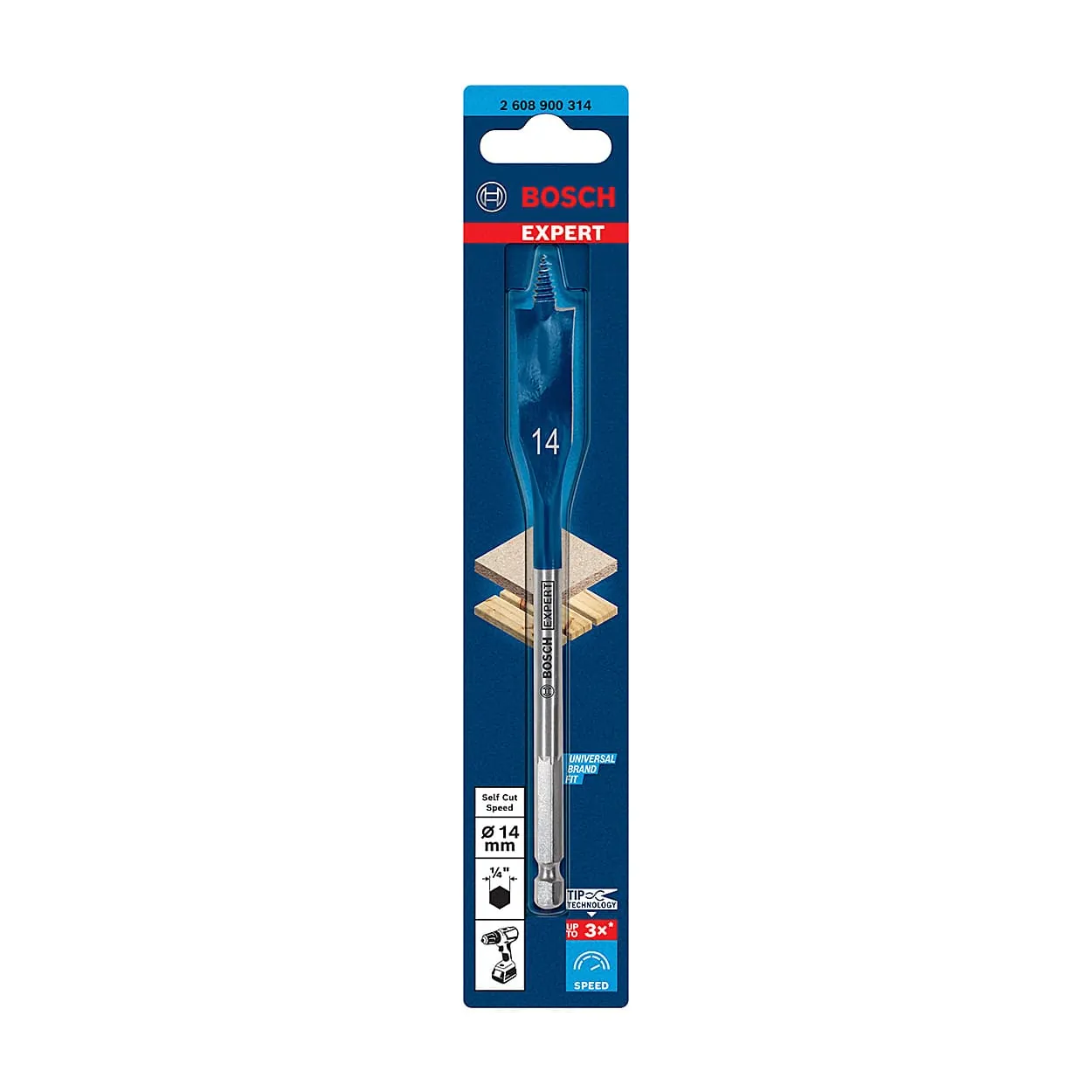 Bosch 14 mm Expert Self Cut Speed Spade Drill Bit, 2 608 900 314