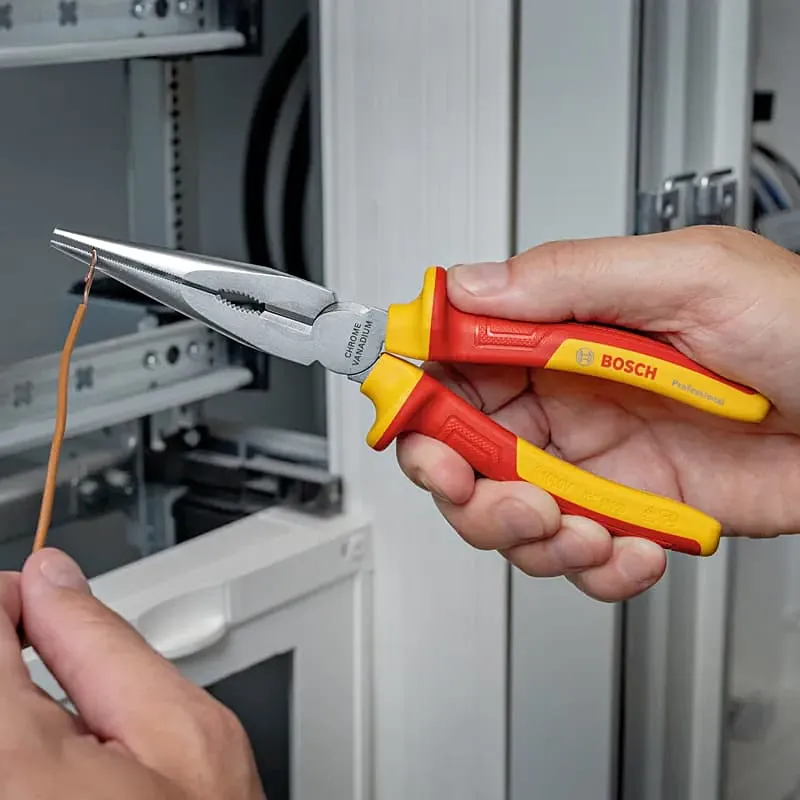 Bosch 8 inch / 200 mm VDE Straight Long Nose Plier, 1 600 A02 NE3