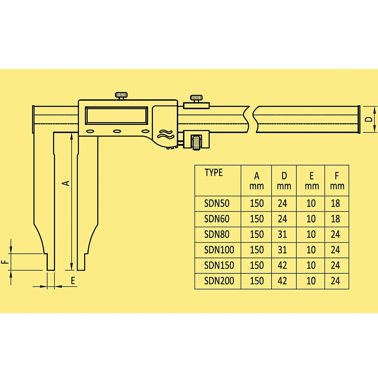 Baker 600 mm / 24 inch IP66 Large Diameter Digital Vernier Caliper (SDN Series), SDN60