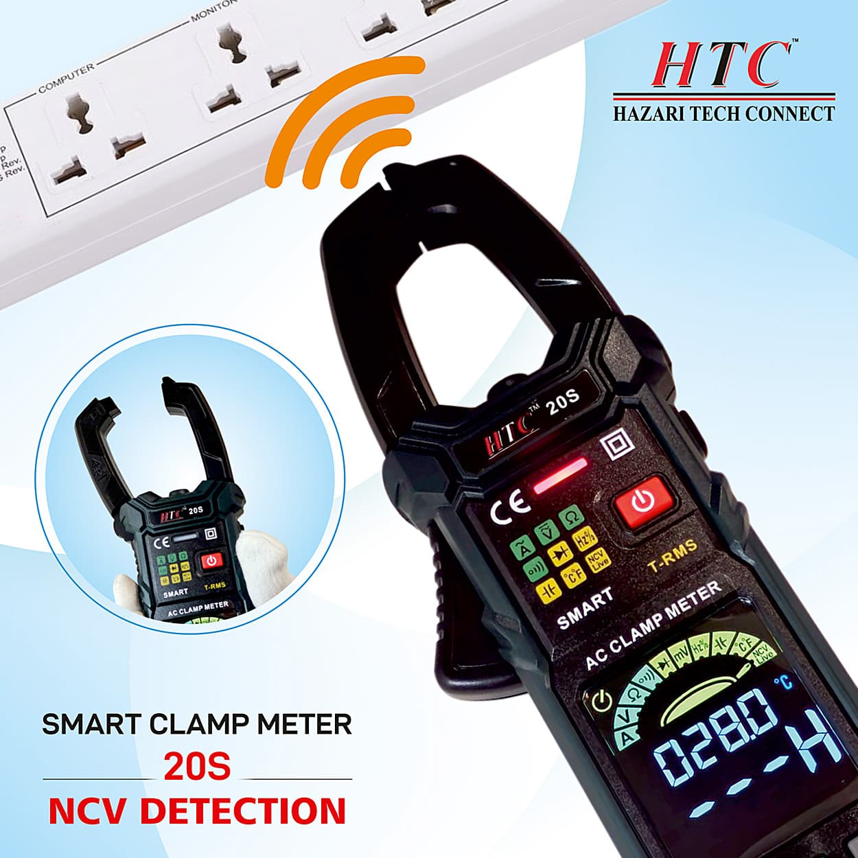 HTC 3-3/4 Digit / 6000 Counts AC Smart Clamp Meter, 20-S