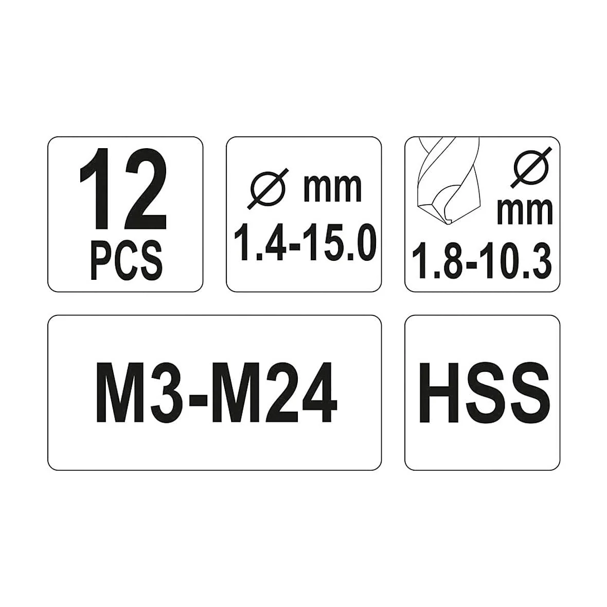 Yato 12 Pcs Screw Extractors & HSS Drill Bits Set, YT-0591