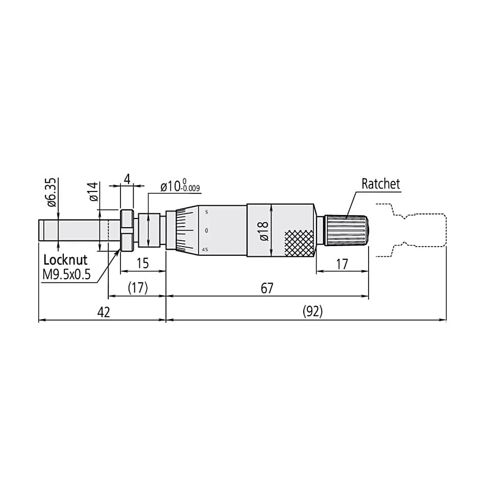 Mitutoyo 0 - 1 inch Medium-sized Micrometer Head with Clamp Nut, 150-207